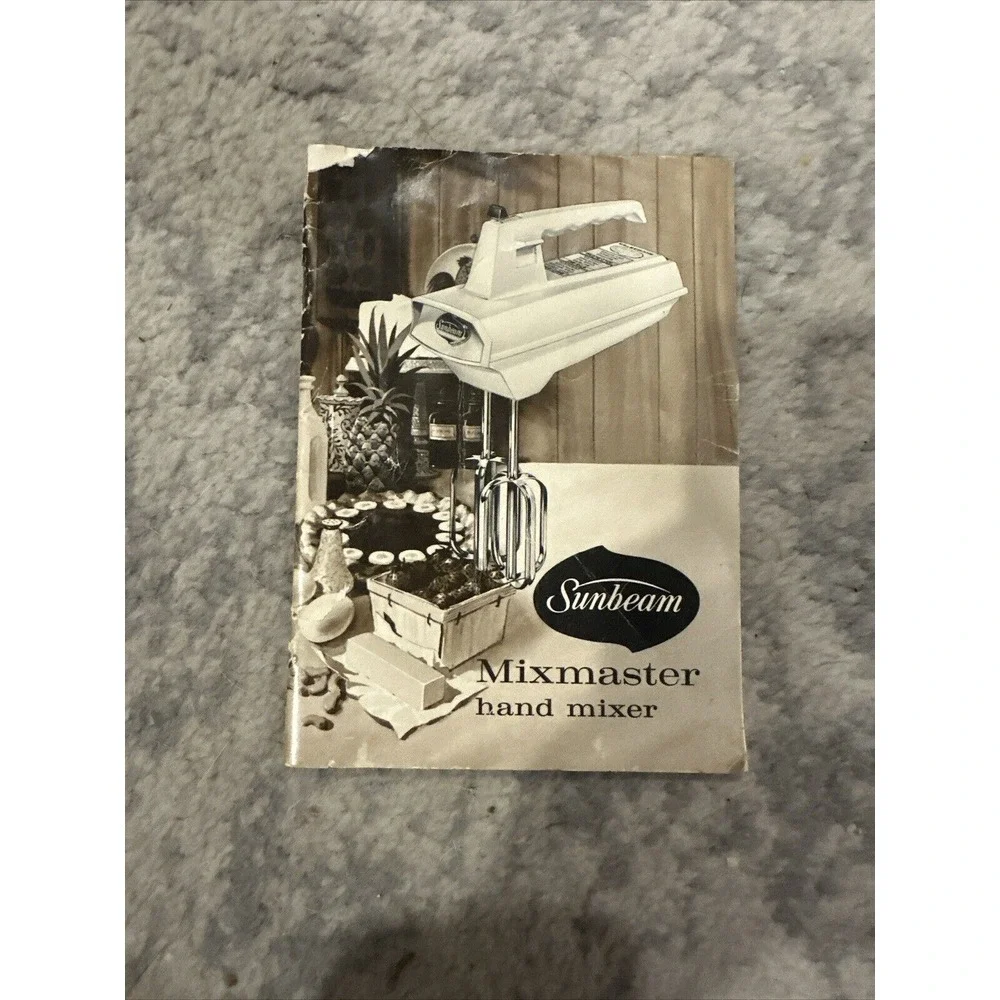 Vintage 1960 Sunbeam Mixmaster‎ Mixer, Instructions Recipes Cookbook, Nice